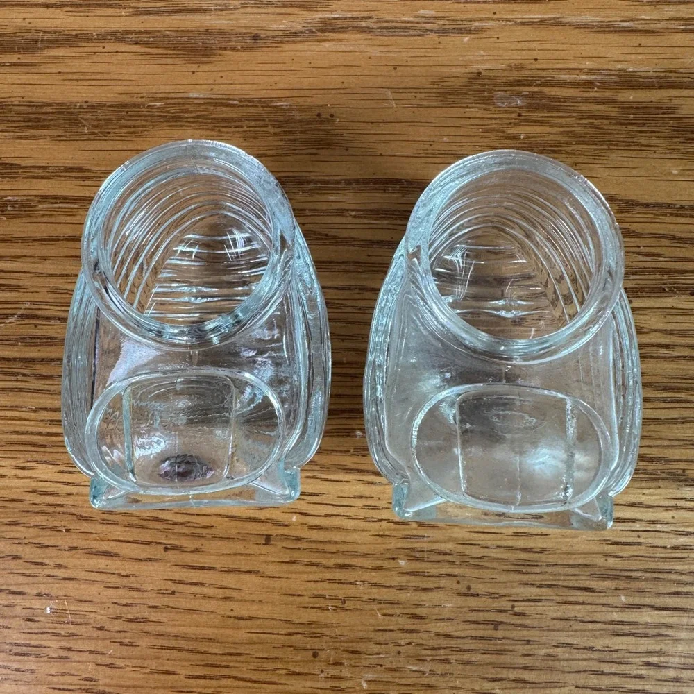 Vintage Hendryx Glass Bird Cage Feeder Waterer Cups Set of 2 Clear USA Made